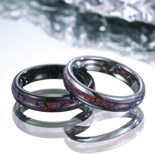 Wolfram Ring mit Opal Inlay 4mm - Vampir