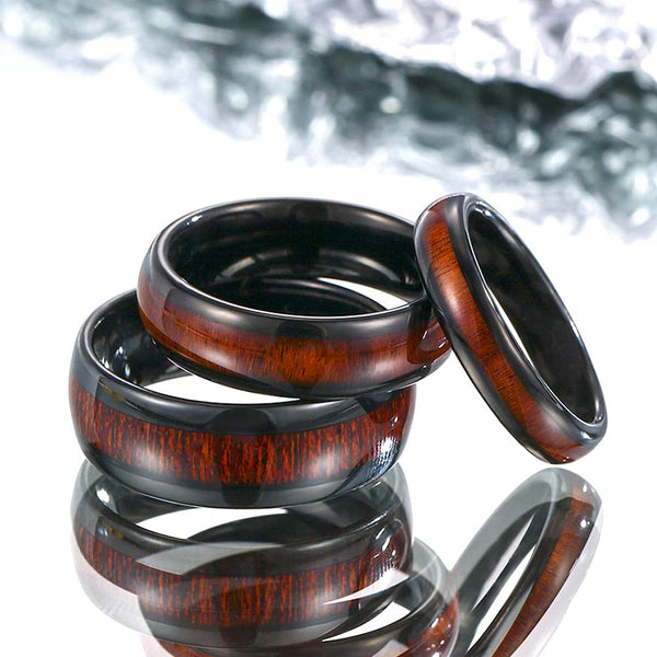 Koa Holz Wolfram Ring Schwarz 4mm/6mm/8mm - Gelehrte