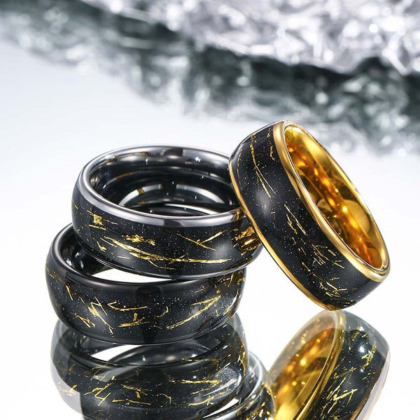 【Paar】Goldfolieneinlage Wolfram Ring - Goldenes Zeitalter