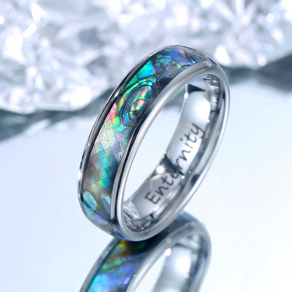 Perlmutt Inlay Wolfram Ring Silber 4mm/6mm - Regenbogen Weber