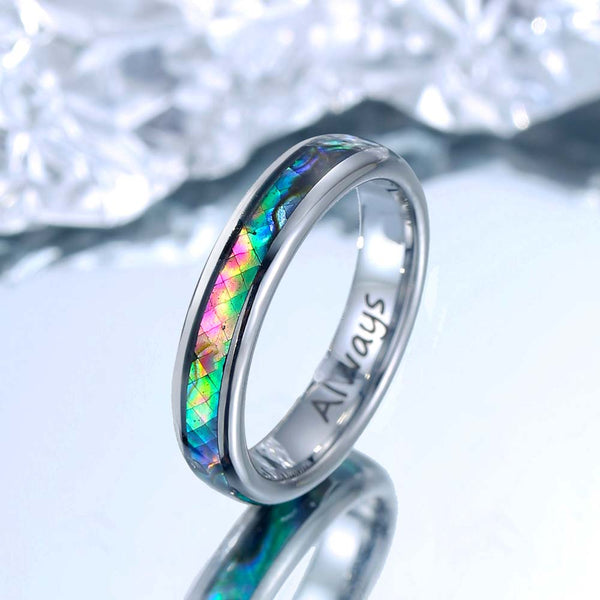 Perlmutt Inlay Wolfram Ring Silber 4mm/6mm - Regenbogen Weber