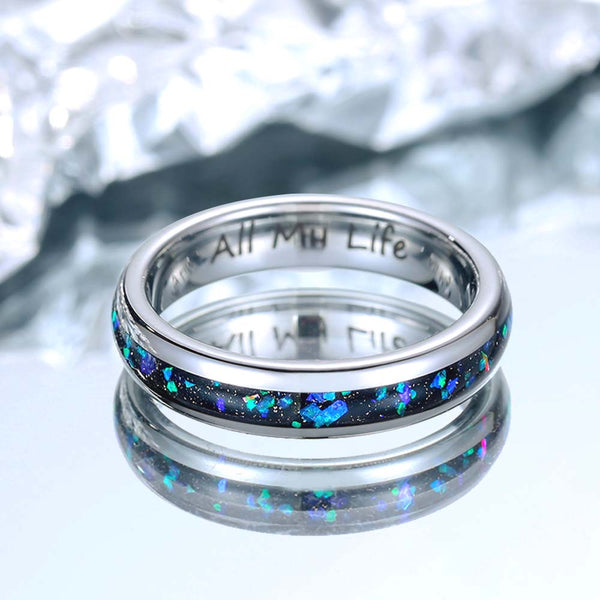 Wolfram Ring Silber mit Opal Inlay 4mm - Granblue Fantasie