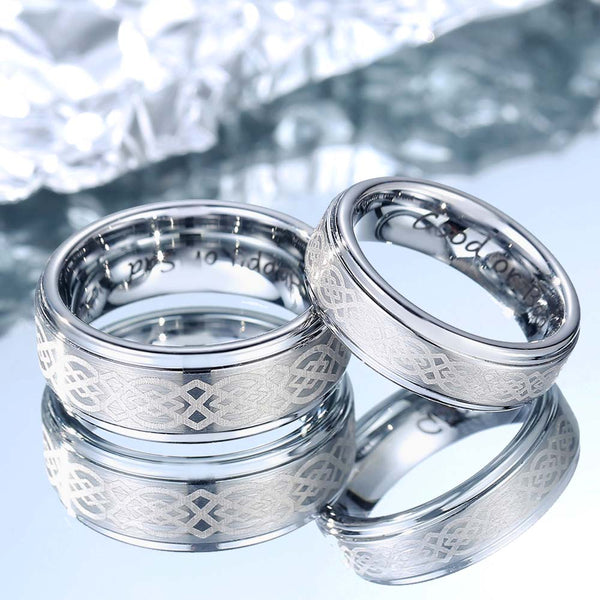 【Paar】Unendlichkeit Keltischer Knoten Wolfram Ring Silber